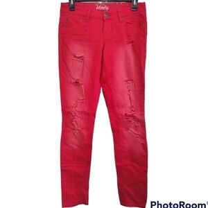 Vanity Harlow red jeans size 2/4 or size 26/31 destructed distressed Like New